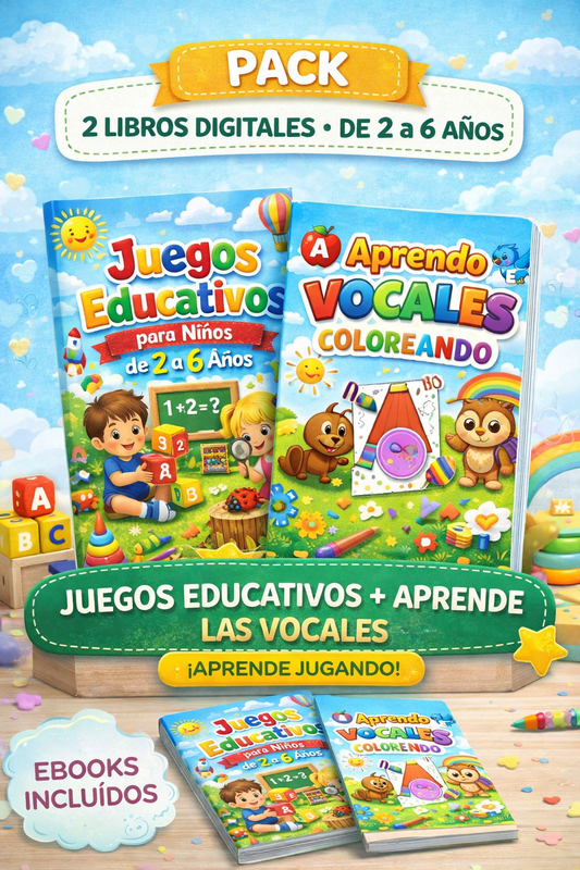 Aprendo Jugando – Vocales y Juegos Educativos (Pack 3-6 años)